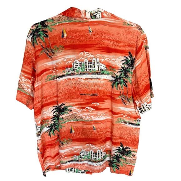 Vtg CLIO Hawaiian Shirt Made In USA Pearl Buttons Hotel Beach Palm Tree XL - Picture 3 of 6